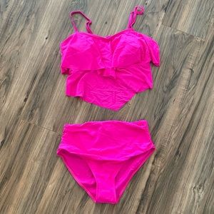 Holipick Tankini Swimsuits for Women. Hot Pink. Size Large.